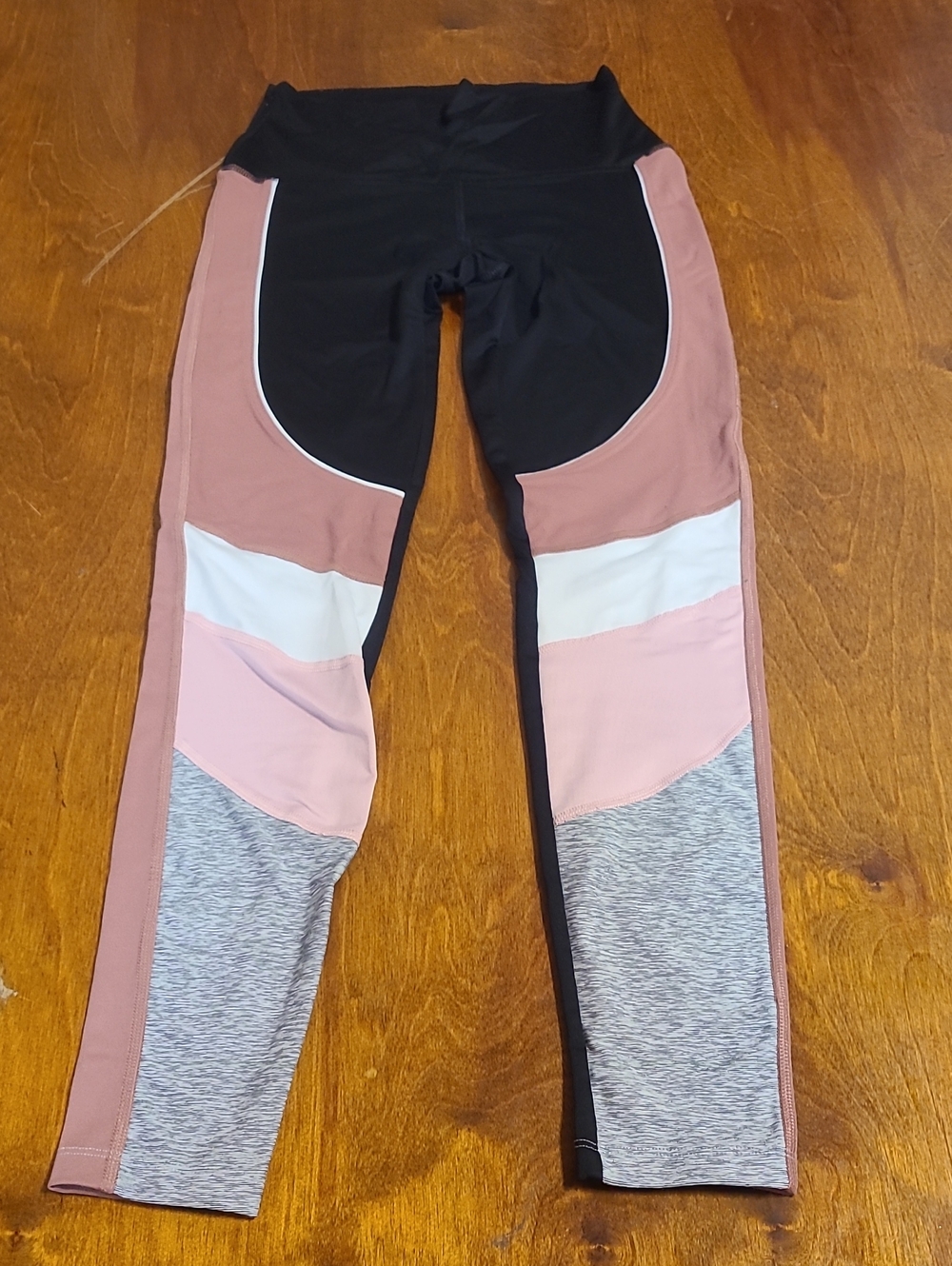 Victoria's Secret Black and Pink Colorblock Leggings